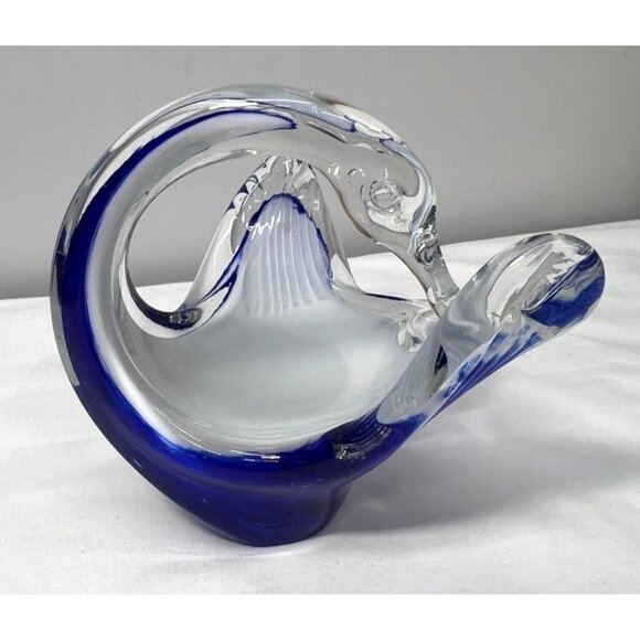Handcrafted Glass Swan Elegant Clear & Blue Art Decor For Home - Picture 3 of 7